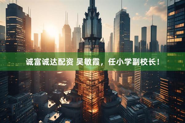 诚富诚达配资 吴敏霞，任小学副校长！