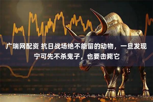 广瑞网配资 抗日战场绝不能留的动物，一旦发现宁可先不杀鬼子，也要击毙它