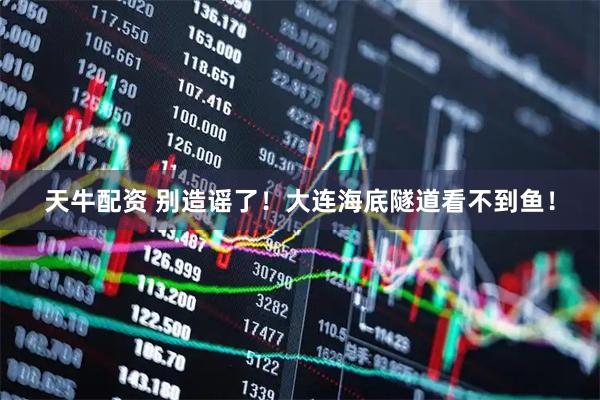 天牛配资 别造谣了！大连海底隧道看不到鱼！